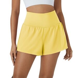 Halara SoftlyZero Airy Super High Waisted Athletic Shorts Yellow Size M Yoga